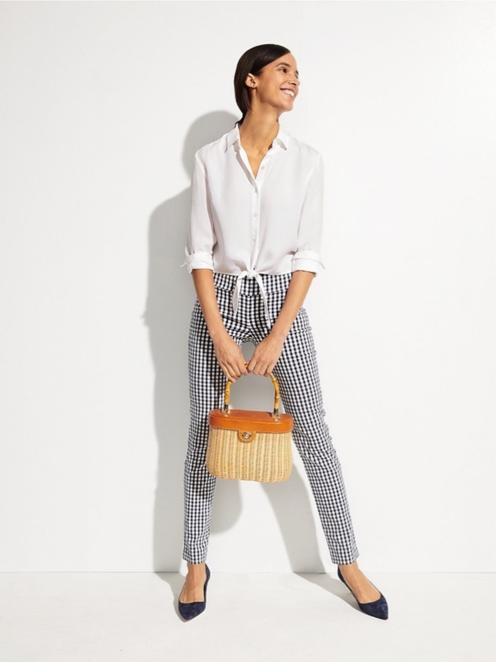 J.McLaughlinw Britt Linen Point Collar Long Sleeve Button Down in White M